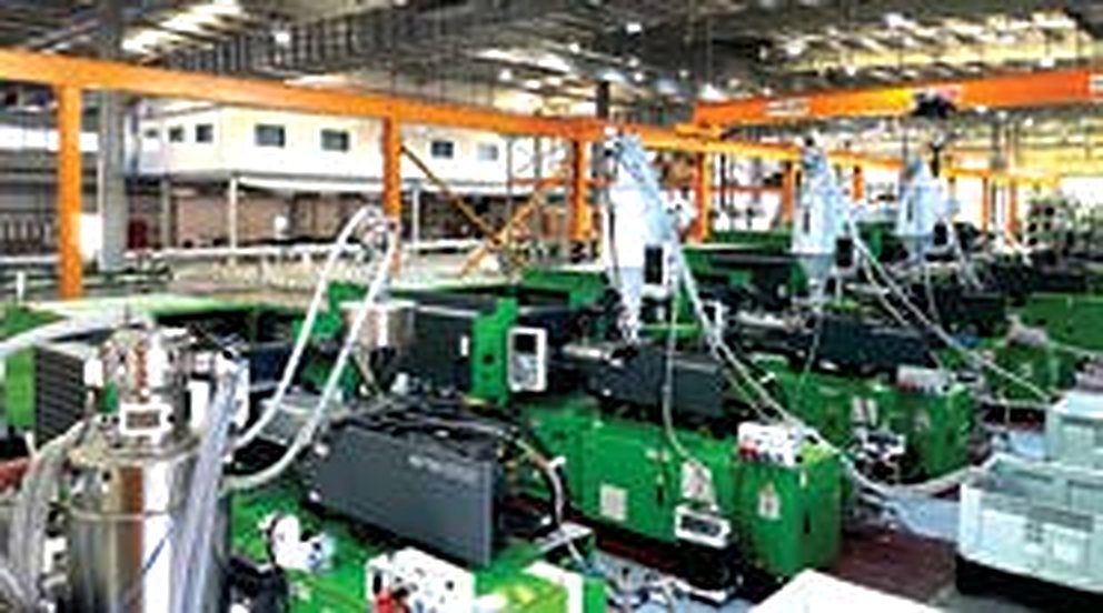 Injection moulding hall producing PVC-U conduit fittings and boxes at KEZAD