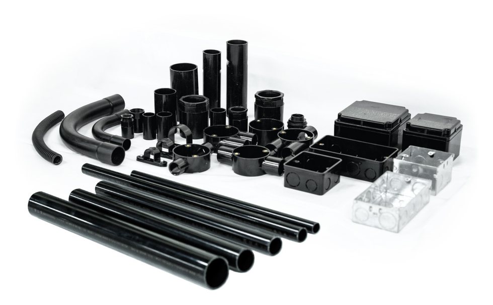 Marshall-Tufflex PVC-U conduit, bends, circular boxes, adaptable boxes and flexible conduit